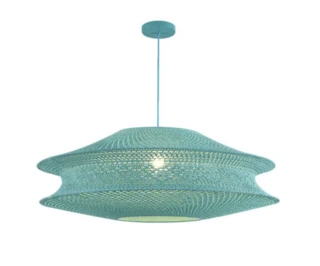 מנורת תלייה מקרמה תליה טורקיז / קרם קוטר 80