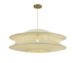 מנורת תלייה מקרמה תליה טורקיז / קרם קוטר 80